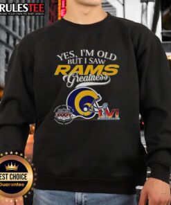 Los Angeles Rams Super Bowl sweatshirt featuring skyline design, celebrating team greatness for fans of all ages.