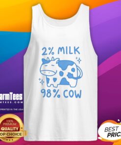 Alt Text: Cute 2 percent milk 98 percent cow tank top featuring a playful design for dairy lovers and casual wear enthusiasts.