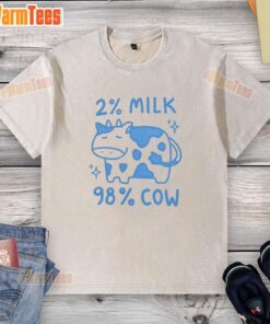 Cute 2 Percent Milk 98 Percent Cow t-shirt featuring a playful graphic design, perfect for cow lovers and dairy enthusiasts.