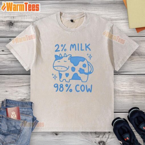 Cute 2 Percent Milk 98 Percent Cow t-shirt featuring a playful graphic design, perfect for cow lovers and dairy enthusiasts.