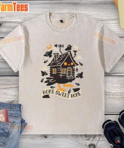 Adorable Baba Yaga Sweet Home washed t-shirt featuring whimsical designs, perfect for casual wear and folklore fans.