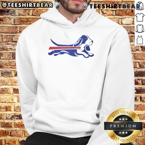 Alt Text: Cute Bassett Hound parody logo on a Buffalo Bills football hoodie, perfect for dog lovers and NFL fans alike.