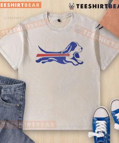 Alt Text: Cute Bassett Hound parody logo on a washed t-shirt, perfect for Buffalo Bills fans who love dogs and football.