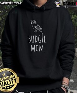 Adorable Cute Budgie Mom Parakeet Bird Lover Hoodie featuring a vibrant design of colorful parakeets.
