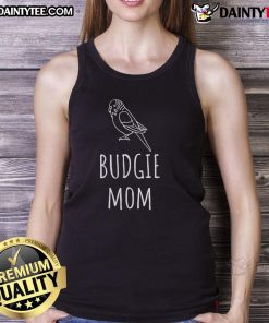 Cute budgie mom parakeet bird lover tank top featuring vibrant colors and a charming design for bird enthusiasts.