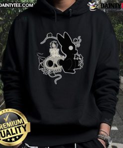 Adorable Cute Bunny Halloween Candle Skull Hoodie design featuring a playful bunny with a spooky skull candle.