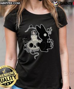 Cute Bunny Halloween Candle Skull Ladies Tee featuring a playful bunny design perfect for spooky season.