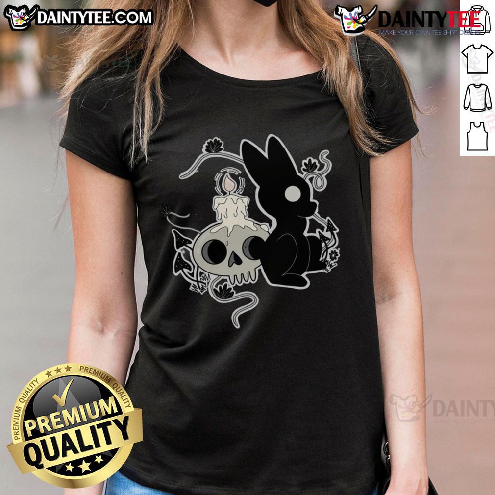 Cute Bunny Halloween Candle Skull Ladies Tee Cute Bunny Halloween Candle Skull Ladies Tee featuring a playful bunny design perfect for spooky season.
