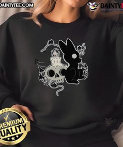 Cute bunny Halloween candle skull sweatshirt design featuring a whimsical bunny with a spooky skull candle for festive style.