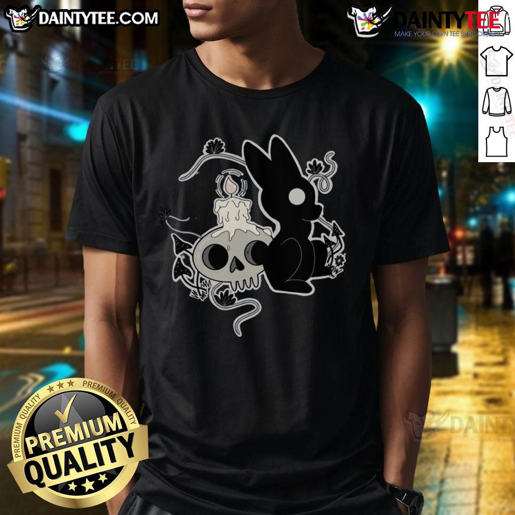 Cute Bunny Halloween Candle Skull T Shirt Adorable Cute Bunny Halloween Candle Skull T-Shirt design featuring a playful bunny with a skull and candle motif.
