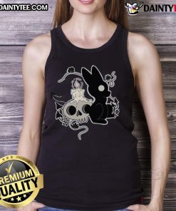 Cute bunny Halloween candle skull tank top featuring a playful design perfect for festive celebrations and spooky season attire.