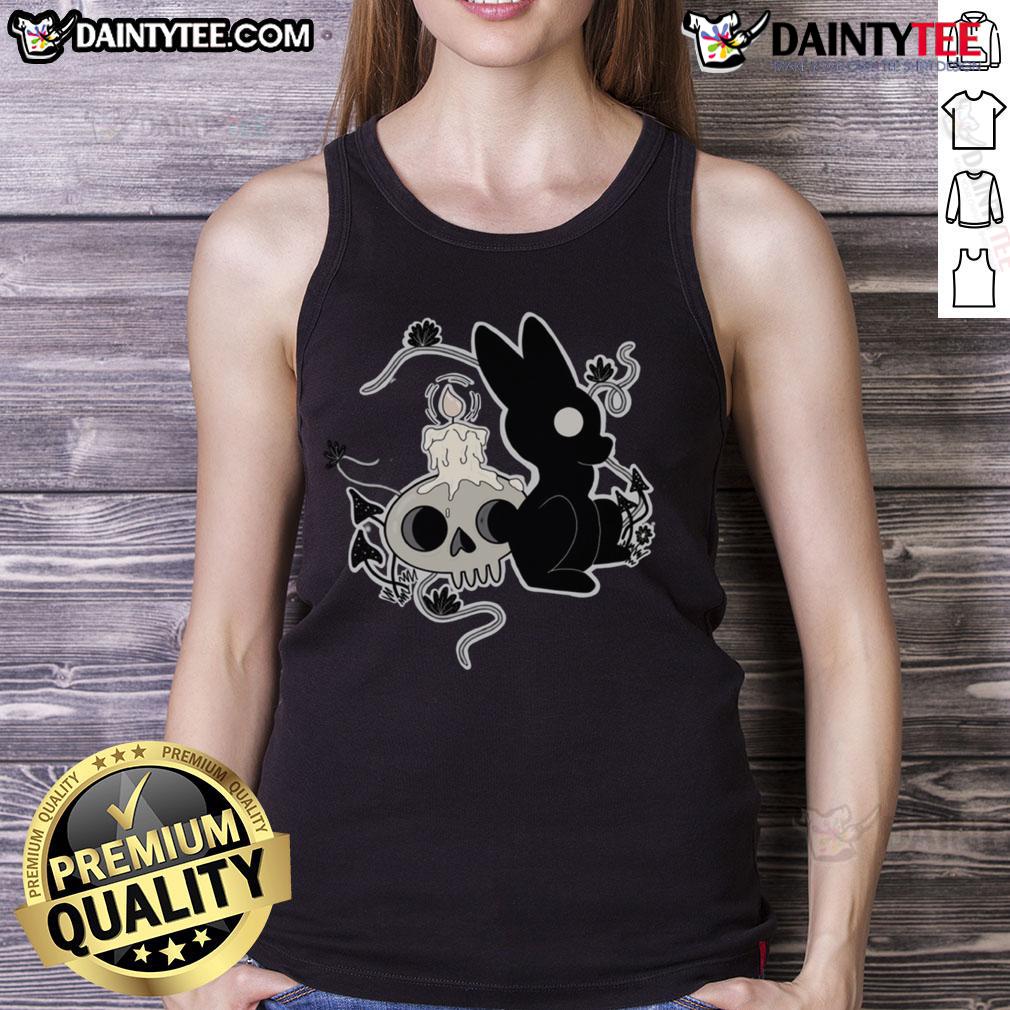 Cute Bunny Halloween Candle Skull Tank Top Cute bunny Halloween candle skull tank top featuring a playful design perfect for festive celebrations and spooky season attire.
