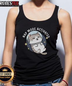 Cute cat taking a nap in zero-gravity snooze tank top, showcasing ultimate comfort and relaxation in a playful pose.