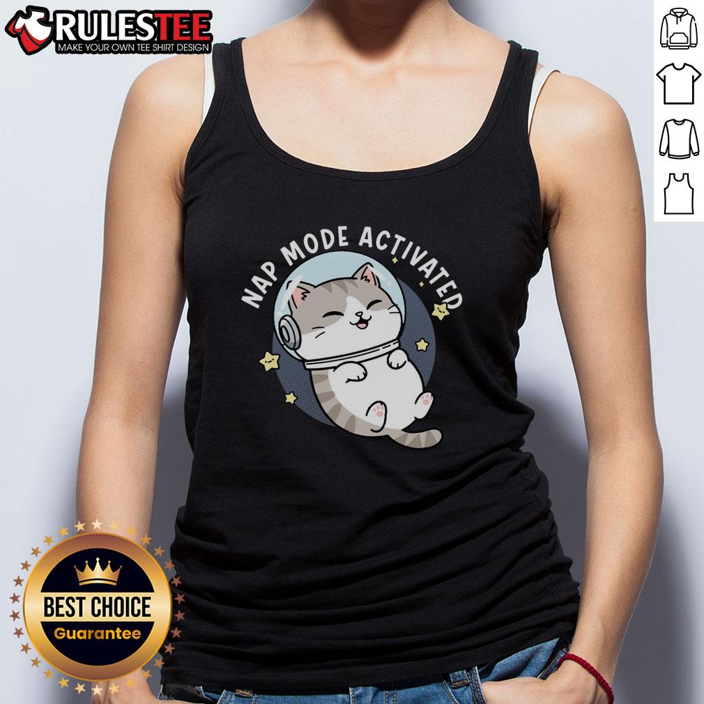 Cute Cat Nap Mode Activated Zero‑Gravity Snooze Tank Top Cute cat taking a nap in zero-gravity snooze tank top, showcasing ultimate comfort and relaxation in a playful pose.