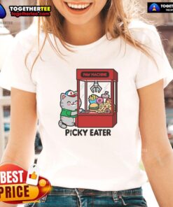 Cute cat paw design on a machine-washable ladies tee for picky eaters, perfect for cat lovers.