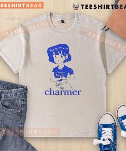 Cute charmer anime girl meme design on a washed t-shirt, featuring vibrant colors and playful expressions.
