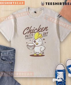 Cute Chicken Patty Day washed t-shirt featuring a playful chicken graphic, perfect for casual wear and chicken lovers.