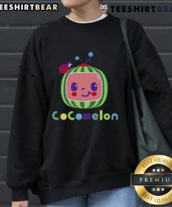 Alt Text: Cute Cocomelon cartoon watermelon character sweatshirt designed for kids, featuring vibrant colors and playful design.