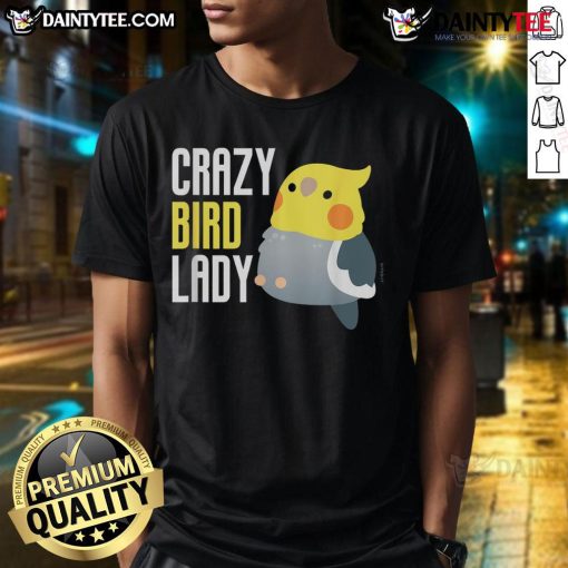 Alt Text: Cute Crazy Bird Lady T-Shirt featuring colorful bird graphics and a playful design for bird lovers.