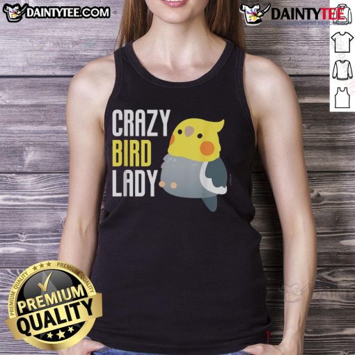 Alt Text: Cute Crazy Bird Lady Tank Top featuring a vibrant bird graphic, perfect for bird lovers and casual wear.