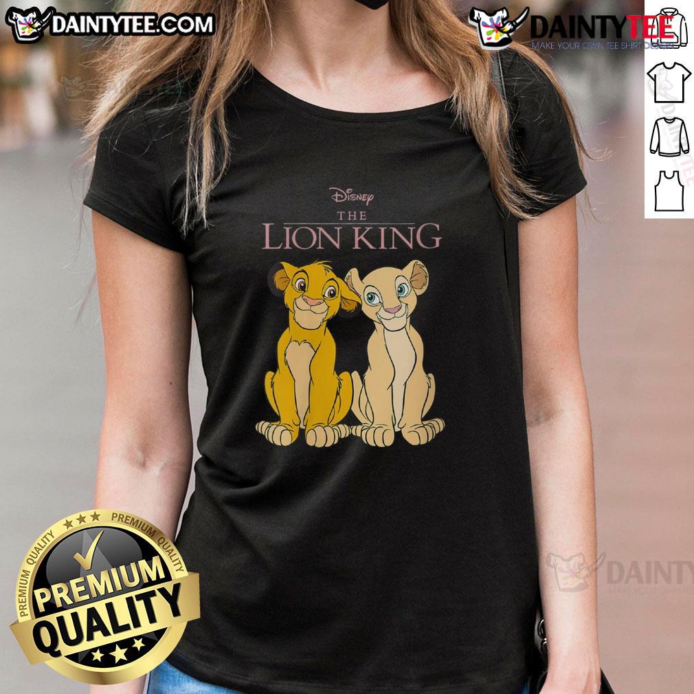 Cute Disney The Lion King Simba And Nala Ladies Tee Alt Text: Cute Disney The Lion King Simba and Nala ladies tee featuring vibrant graphics of the beloved characters.