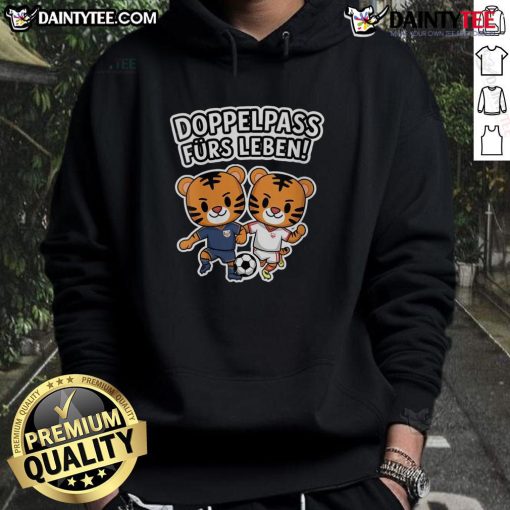 Alt Text: Cute Doppelpass fr's Leben Tigers football hoodie featuring vibrant colors and a stylish design for fans.