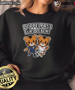 Cute Doppelpass fr's Leben Tigers football sweatshirt featuring a vibrant design perfect for game day style.