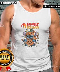 Alt Text: Cute family wearing a Dollar Stitch pumpkin costume Halloween tank top, perfect for festive celebrations and fall fun.