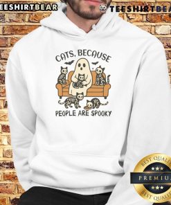 Alt Text: Cute ghost cats design on a spooky hoodie, perfect for Halloween lovers and cat enthusiasts.