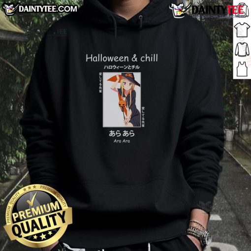 Alt Text: Cute Halloween anime witch Ara Ara Senpai hoodie featuring vibrant colors and playful design, perfect for festive outfits.