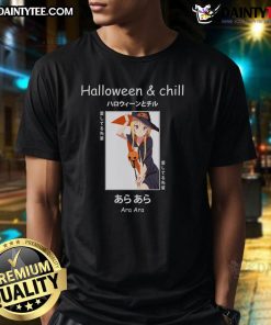 Alt Text: Cute Halloween Anime Witch Ara Ara Senpai T-Shirt featuring a whimsical design perfect for Halloween festivities.