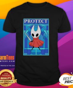 Alt Text: Cute Hornet from Hollow Knight graphic on a stylish T-shirt, perfect for fans of the indie game.