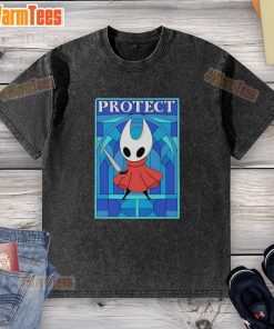 Cute hornet from Hollow Knight on a washed t-shirt, showcasing vibrant design and unique gaming art.