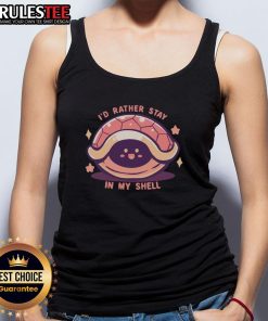Cute 'I'd Rather Stay In My Shell' tank top featuring a whimsical shell graphic, perfect for casual summer outfits.