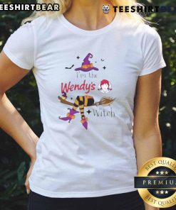 Cute 'I'm The Wendy's Witch' Halloween ladies tee featuring playful graphics and a festive design for Halloween fun.