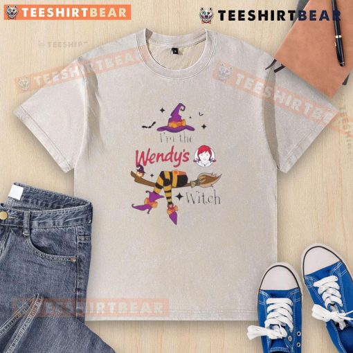 Alt Text: Cute I'm the Wendy's Witch Halloween washed t-shirt featuring a playful design perfect for festive celebrations.