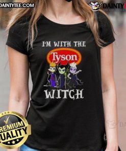 Alt Text: Cute Halloween ladies tee featuring Tyson Foods witch villains design for a fun and festive look.