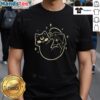 Adorable magical black cat with D20 dice design on a stylish t-shirt, perfect for cat lovers and tabletop gamers.