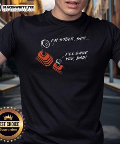 Father and son wearing a cute manual transmission gear t-shirt, showcasing their love for driving and bonding over cars.