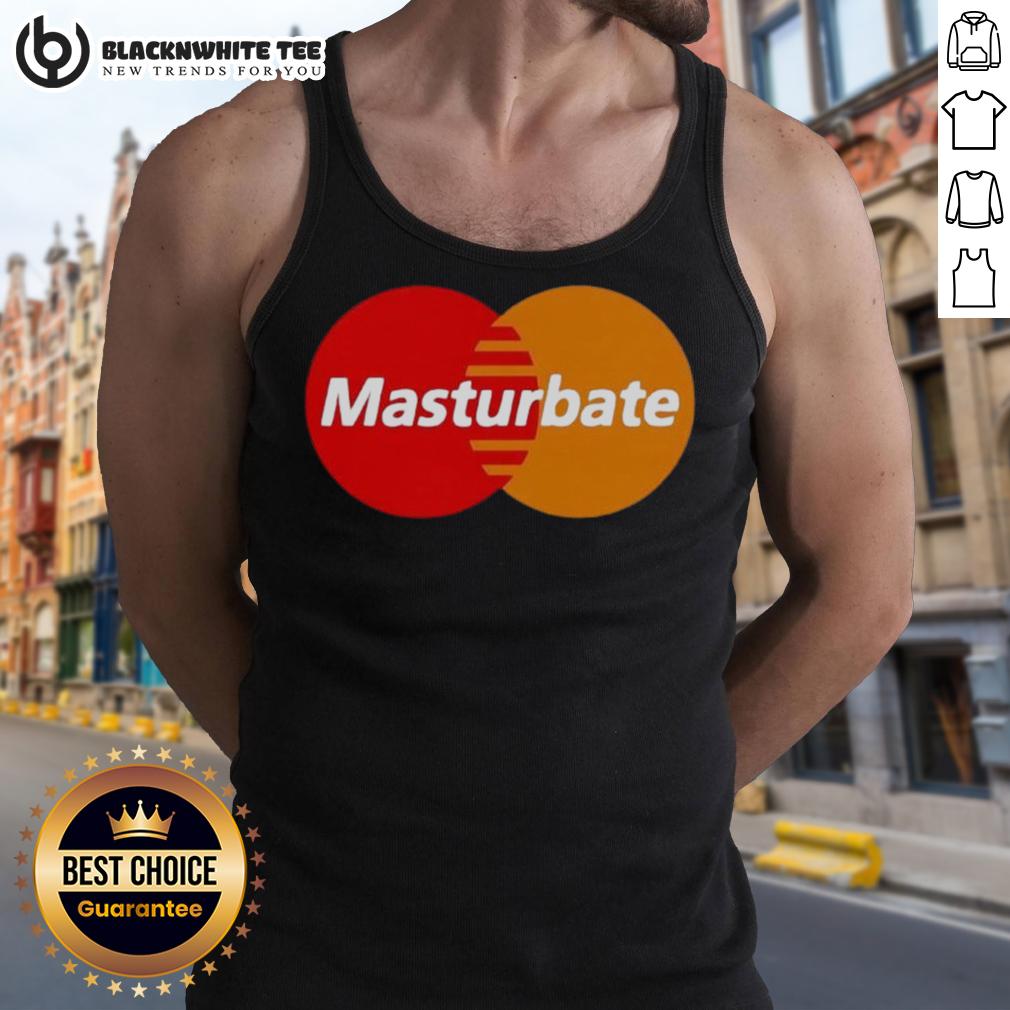 Cute Masterbate Mastercard Logo Parody Tank Top Alt Text: Cute MasterBate Mastercard logo parody tank top design featuring humorous graphics and vibrant colors.