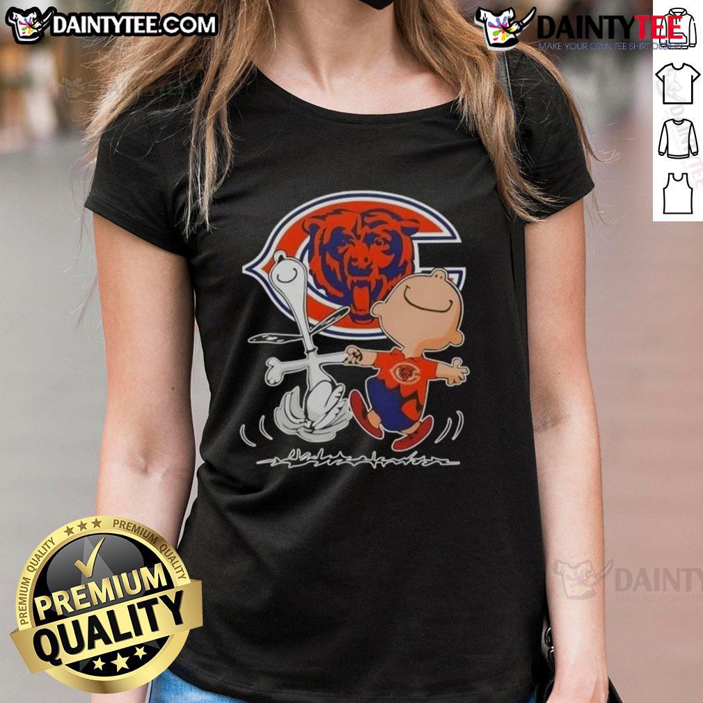 Cute Peanuts Snoopy X Charlie Brown Chicago Bears Football Ladies Tee Cute Peanuts Snoopy and Charlie Brown Chicago Bears football ladies tee, perfect for fans and casual wear.