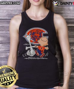 Cute Peanuts Snoopy x Charlie Brown Chicago Bears football tank top featuring vibrant graphics and a playful design.