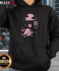 Cute pink Ninja Kirby samurai gamer hoodie featuring vibrant colors and playful design for gaming enthusiasts.