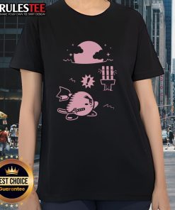 Alt Text: Cute pink Ninja Kirby samurai gamer ladies tee featuring a playful design perfect for gaming enthusiasts.
