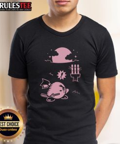 Cute Pink Ninja Kirby Samurai Gamer T-Shirt featuring a playful design of Kirby in a ninja outfit, perfect for gamers.