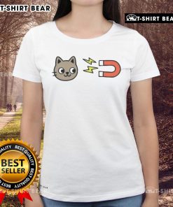 Cute Pussy Magnet Cat Ladies Tee featuring a playful cat graphic, perfect for cat lovers and casual wear.