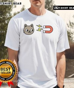 Cute Pussy Magnet Cat T-Shirt featuring a playful cat graphic, perfect for cat lovers and casual wear.
