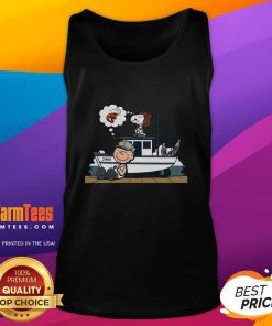 Alt Text: Cute shrimp and peanuts design on a Snoopy tank top, perfect for casual summer outfits and beachwear.