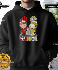 Cute Snoopy and Charlie Brown in Indiana sports Hoosiers X Pacers skyline hoodie, perfect for fans and collectors.