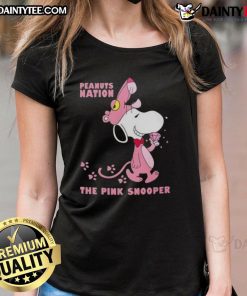 Cute Snoopy Peanuts Nation The Pink Snooper Ladies Tee featuring a vibrant pink design with Snoopy graphics.